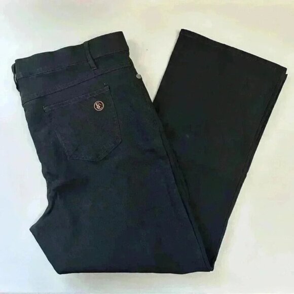 Simon Chang Jeans High Rise Straight Leg Cropped Stretch Fit Black  Size 16 - Picture 15 of 16